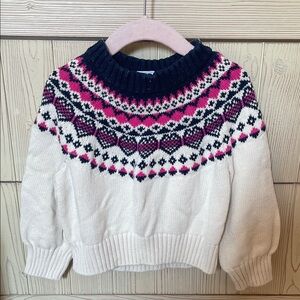 GAP Cozy Knit Sweater with Pink and Navy Pattern